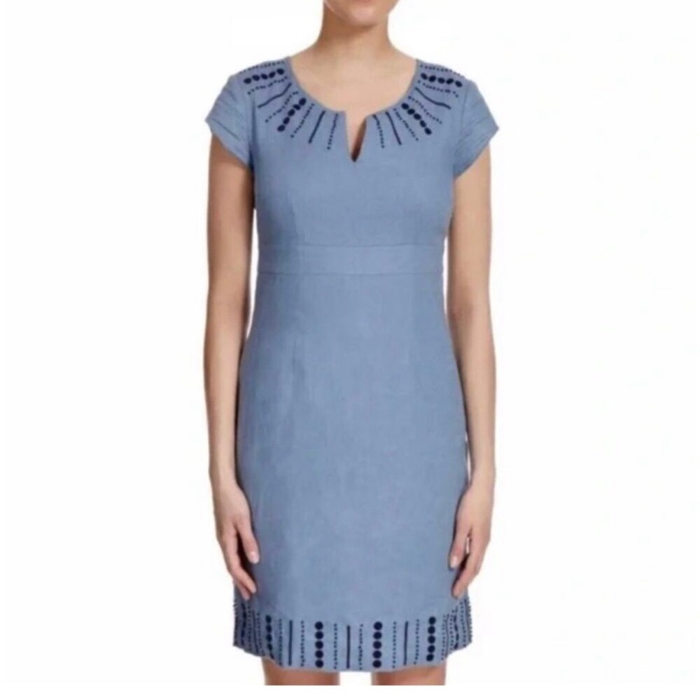 Bisen Light Blue Cap-Sleeve Dress with Decorative Accents size 8 - Picture 5 of 8